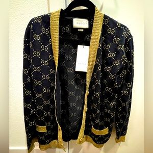 Women’s Gucci Cardigan. Size S, Blue/Black and Gold - New with Tags!